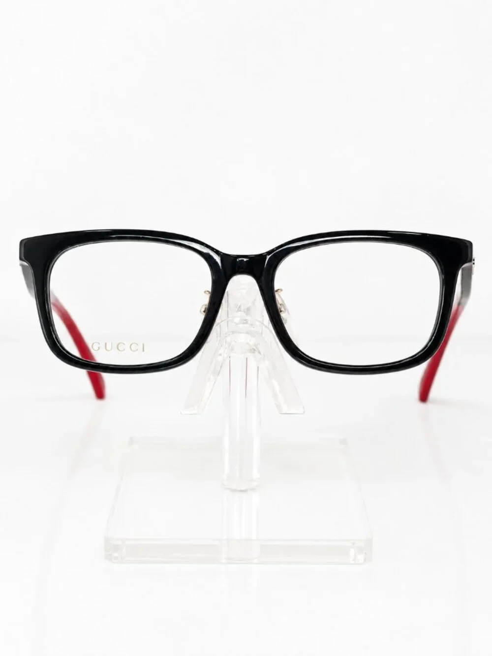 New Gucci Unisex Black & Red Square Eyeglasses 50-17-135 Designer Frames